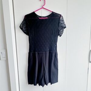 Maje Black Short Sleeve Laced Romper